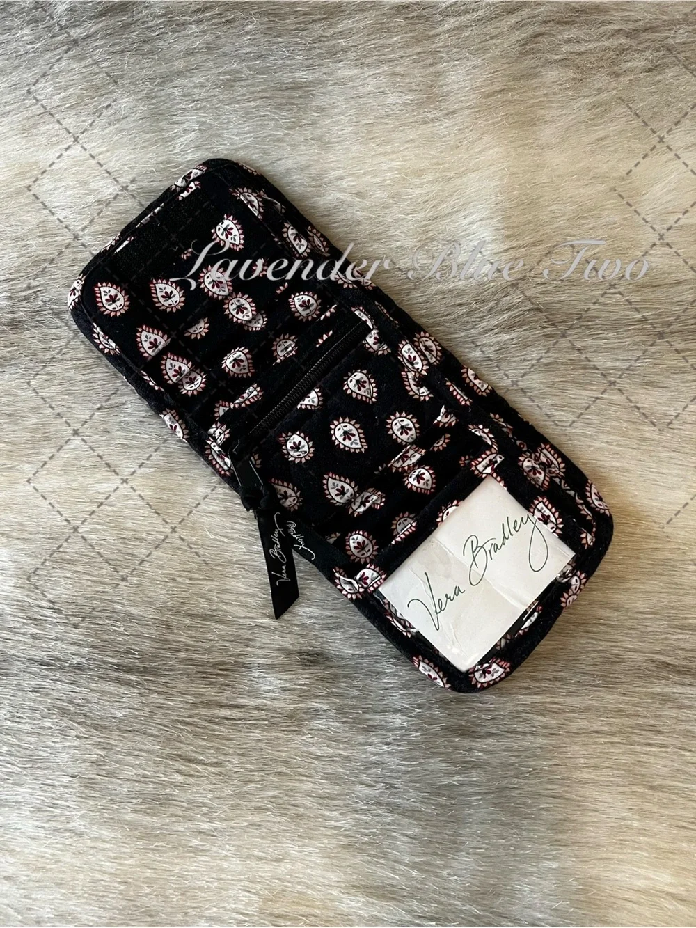 Vintage VERA BRADLEY Classic Black 2006 Retired Square Hook Loop Wallet Red - Picture 8 of 11